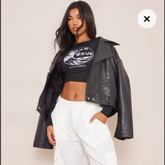 Black New Wave Long Sleeve Crop Top - BLACK - Picture 3 of 8